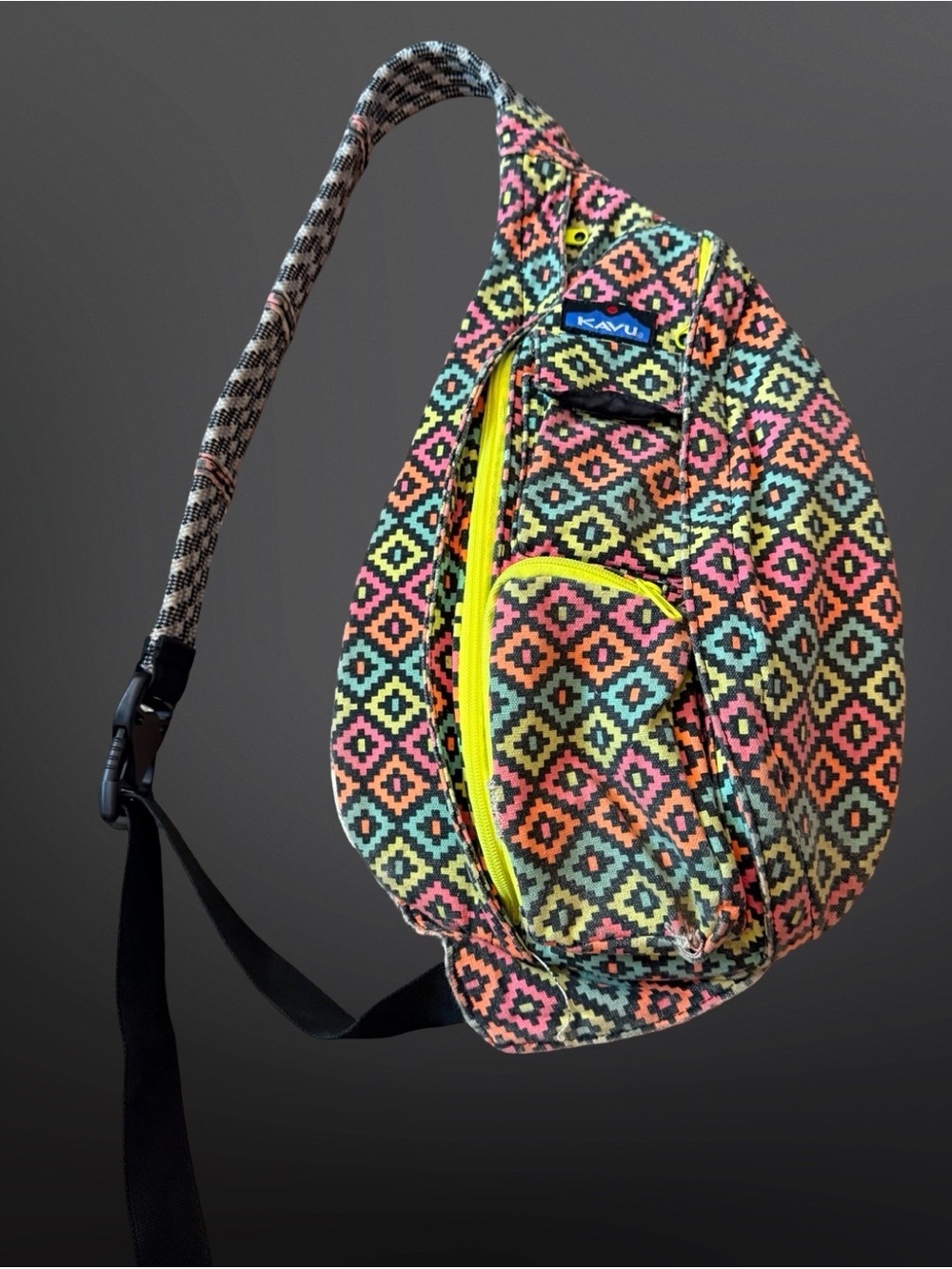 KAVU Rope Sling Bag 🎨🌈 | Neon Geometric